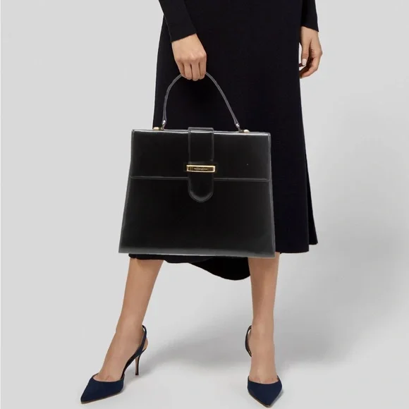 VALENTINO Black Top Handle Leather Bag EUC & STUNNING - Picture 1 of 14